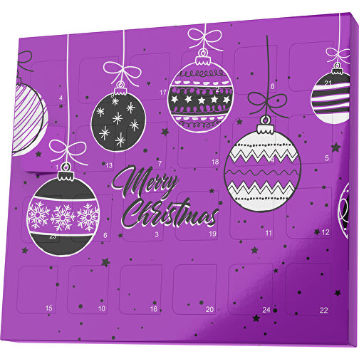 XS Adventskalender Weihnachtskugeln , M&M\'s, dunkelmagenta / schwarz, Vollkartonhülle, weiß, 1,60cm x 12,00cm x 14,00cm (Länge x Höhe x Breite), Bild 1