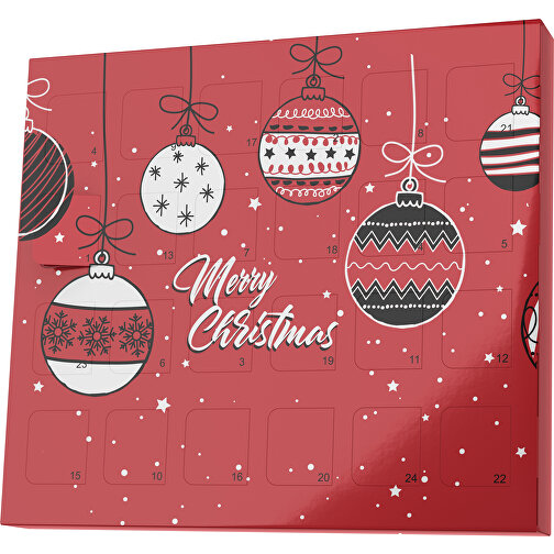 XS Adventskalender Weihnachtskugeln , M&M\'s, weinrot / weiß, Vollkartonhülle, weiß, 1,60cm x 12,00cm x 14,00cm (Länge x Höhe x Breite), Bild 1