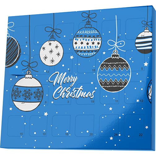XS Adventskalender Weihnachtskugeln , M&M\'s, kobaltblau / weiß, Vollkartonhülle, weiß, 1,60cm x 12,00cm x 14,00cm (Länge x Höhe x Breite), Bild 1