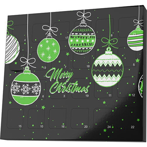 XS Adventskalender Weihnachtskugeln , M&M\'s, schwarz / grasgrün, Vollkartonhülle, weiß, 1,60cm x 12,00cm x 14,00cm (Länge x Höhe x Breite), Bild 1