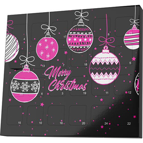 XS Adventskalender Weihnachtskugeln , M&M\'s, schwarz / pink, Vollkartonhülle, weiß, 1,60cm x 12,00cm x 14,00cm (Länge x Höhe x Breite), Bild 1