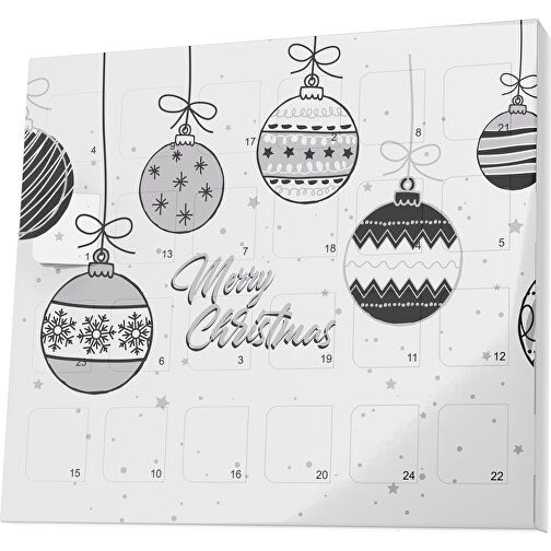 XS Adventskalender Weihnachtskugeln , M&M\'s, weiß / hellgrau, Vollkartonhülle, weiß, 1,60cm x 12,00cm x 14,00cm (Länge x Höhe x Breite), Bild 1