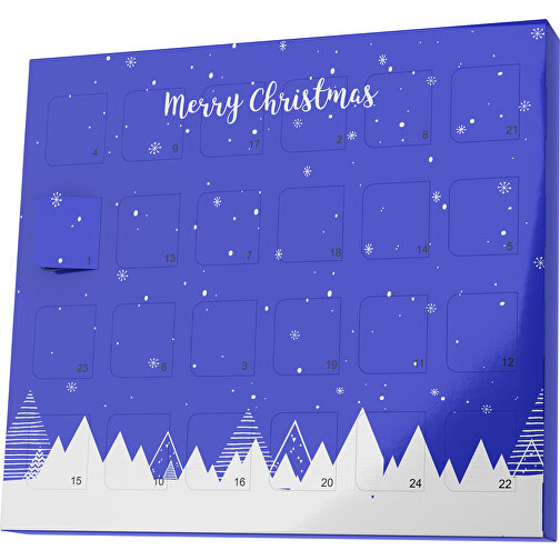 XS Adventskalender Weihnachtswald , M&M\'s, blau / weiss, Vollkartonhülle, weiss, 1,60cm x 12,00cm x 14,00cm (Länge x Höhe x Breite), Bild 1