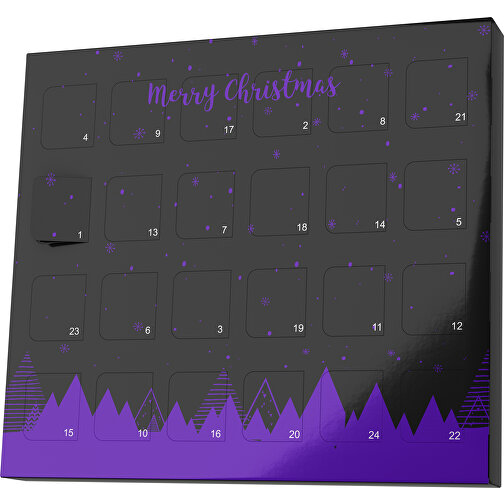XS Adventskalender Weihnachtswald , M&M\'s, schwarz / violet, Vollkartonhülle, weiss, 1,60cm x 12,00cm x 14,00cm (Länge x Höhe x Breite), Bild 1