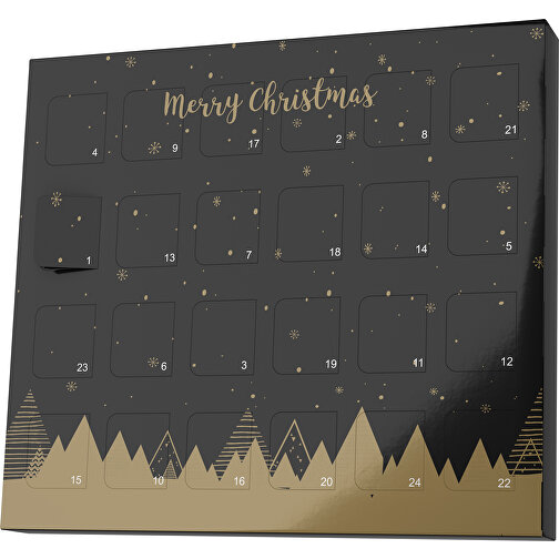 XS Adventskalender Weihnachtswald , M&M\'s, schwarz / gold, Vollkartonhülle, weiß, 1,60cm x 12,00cm x 14,00cm (Länge x Höhe x Breite), Bild 1