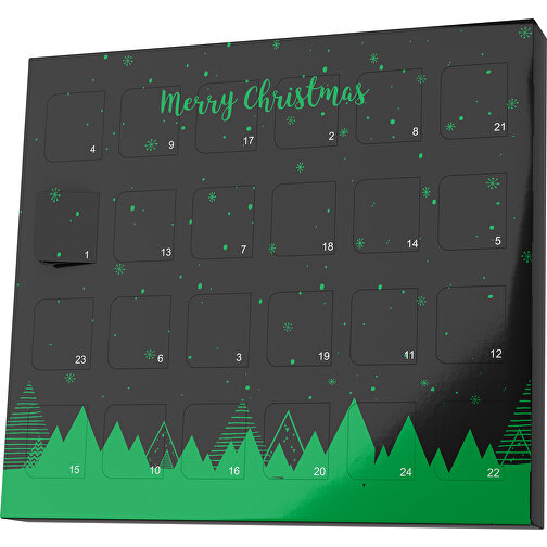 XS Adventskalender Weihnachtswald , M&M\'s, schwarz / grün, Vollkartonhülle, weiß, 1,60cm x 12,00cm x 14,00cm (Länge x Höhe x Breite), Bild 1