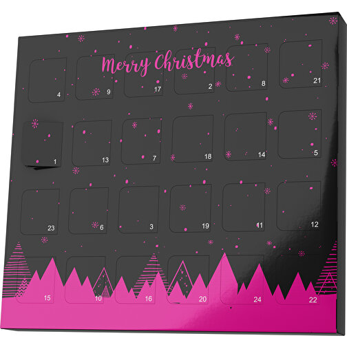XS Adventskalender Weihnachtswald , M&M\'s, schwarz / pink, Vollkartonhülle, weiß, 1,60cm x 12,00cm x 14,00cm (Länge x Höhe x Breite), Bild 1
