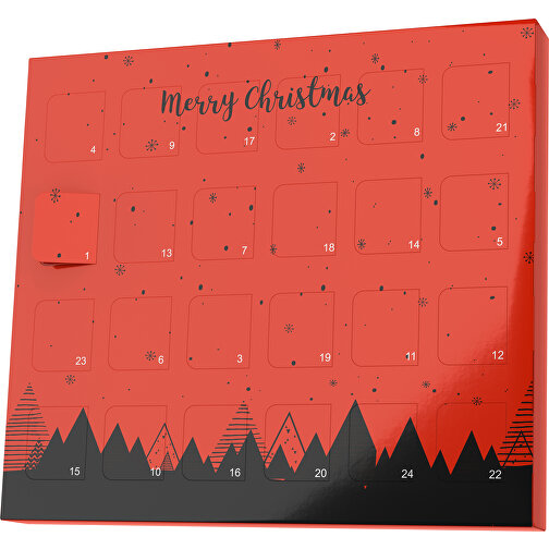 XS Adventskalender Weihnachtswald , Brandt, rot / schwarz, Vollkartonhülle, weiß, 1,60cm x 12,00cm x 14,00cm (Länge x Höhe x Breite), Bild 1