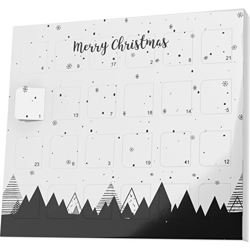 XS Adventskalender Weihnachtswald , Brandt, weiß / schwarz, Vollkartonhülle, weiß, 1,60cm x 12,00cm x 14,00cm (Länge x Höhe x Breite), Bild 1