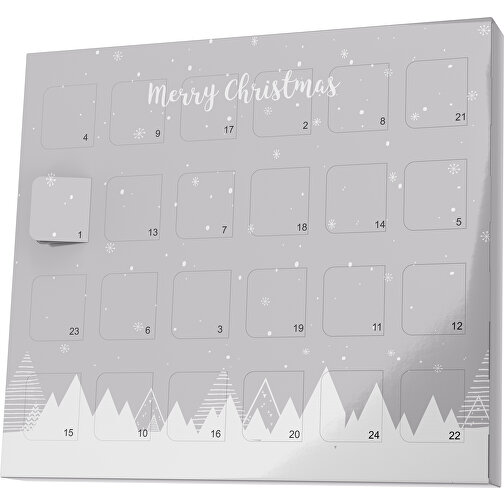 XS Adventskalender Weihnachtswald , Brandt, hellgrau / weiß, Vollkartonhülle, weiß, 1,60cm x 12,00cm x 14,00cm (Länge x Höhe x Breite), Bild 1