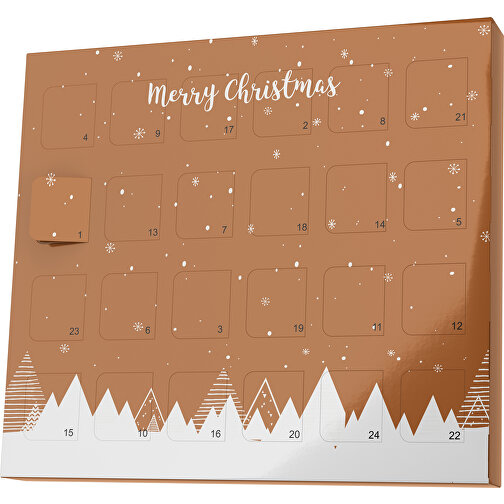 XS Adventskalender Weihnachtswald , Brandt, braun / weiß, Vollkartonhülle, weiß, 1,60cm x 12,00cm x 14,00cm (Länge x Höhe x Breite), Bild 1