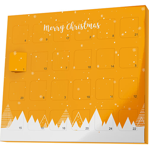 XS Adventskalender Weihnachtswald , Brandt, gelborange / weiß, Vollkartonhülle, weiß, 1,60cm x 12,00cm x 14,00cm (Länge x Höhe x Breite), Bild 1