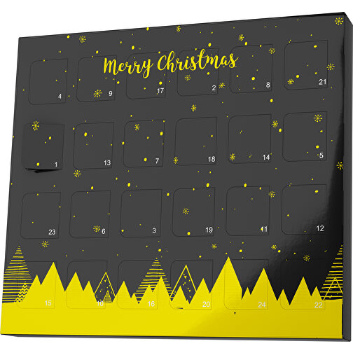 XS Adventskalender Weihnachtswald , Brandt, schwarz / gelb, Vollkartonhülle, weiss, 1,60cm x 12,00cm x 14,00cm (Länge x Höhe x Breite), Bild 1