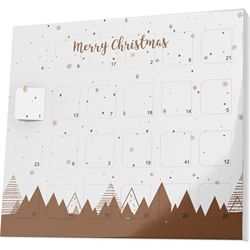 XS Adventskalender Weihnachtswald , Brandt, weiß / dunkelbraun, Vollkartonhülle, weiß, 1,60cm x 12,00cm x 14,00cm (Länge x Höhe x Breite), Bild 1