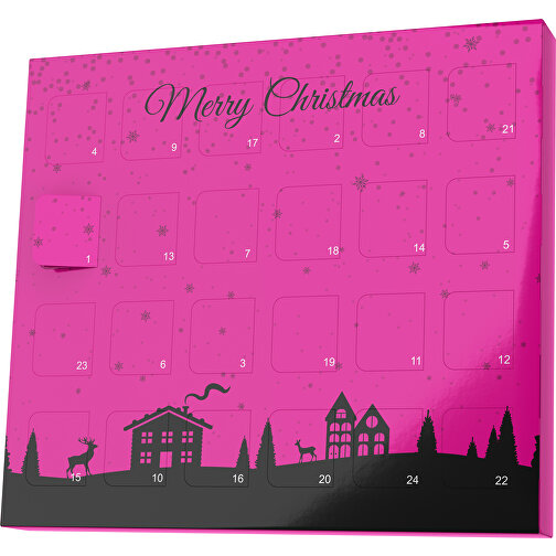 XS Adventskalender Weihnachtsdorf , M&M\'s, pink / schwarz, Vollkartonhülle, weiß, 1,60cm x 12,00cm x 14,00cm (Länge x Höhe x Breite), Bild 1