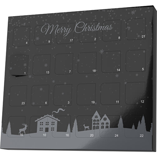 XS Adventskalender Weihnachtsdorf , M&M\'s, schwarz / dunkelgrau, Vollkartonhülle, weiß, 1,60cm x 12,00cm x 14,00cm (Länge x Höhe x Breite), Bild 1