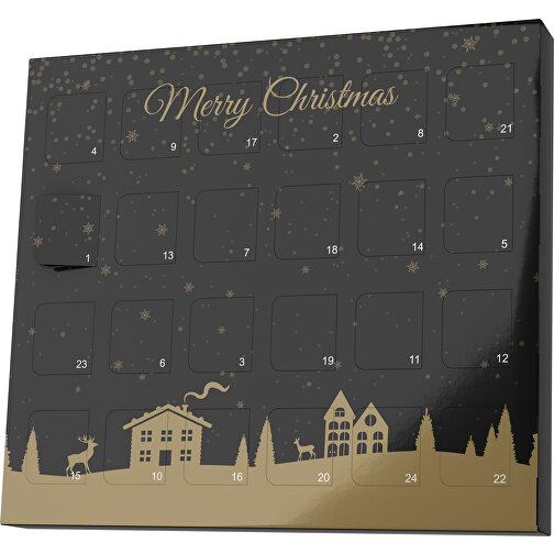 XS Adventskalender Weihnachtsdorf , M&M\'s, schwarz / gold, Vollkartonhülle, weiß, 1,60cm x 12,00cm x 14,00cm (Länge x Höhe x Breite), Bild 1