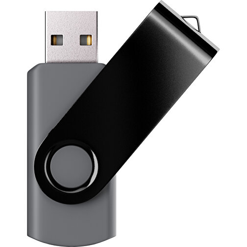 USB-Stick SWING Color 3.0 64 GB , Promo Effects MB , dunkelgrau / schwarz MB , 65 GB , Kunststoff/ Aluminium MB , 5,70cm x 1,00cm x 1,90cm (Länge x Höhe x Breite), Bild 1