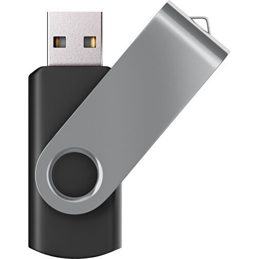 USB-Stick SWING Color 3.0 32 GB , Promo Effects MB , schwarz / grau MB , 32 GB , Kunststoff/ Aluminium MB , 5,70cm x 1,00cm x 1,90cm (Länge x Höhe x Breite), Bild 1
