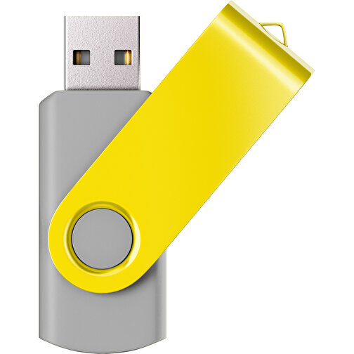 USB-Stick SWING Color 3.0 32 GB , Promo Effects MB , grau / gelb MB , 32 GB , Kunststoff/ Aluminium MB , 5,70cm x 1,00cm x 1,90cm (Länge x Höhe x Breite), Bild 1