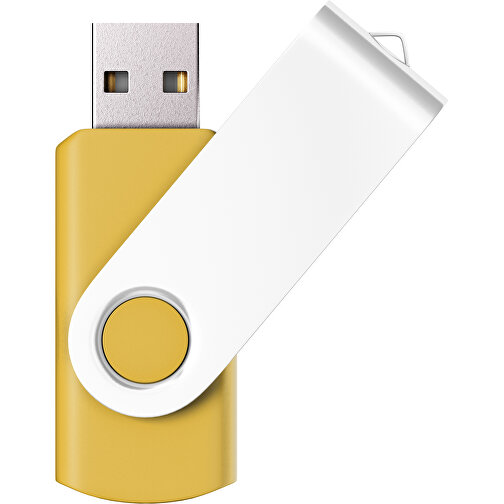 USB-Stick SWING Color 3.0 32 GB , Promo Effects MB , goldgelb / weiß MB , 32 GB , Kunststoff/ Aluminium MB , 5,70cm x 1,00cm x 1,90cm (Länge x Höhe x Breite), Bild 1