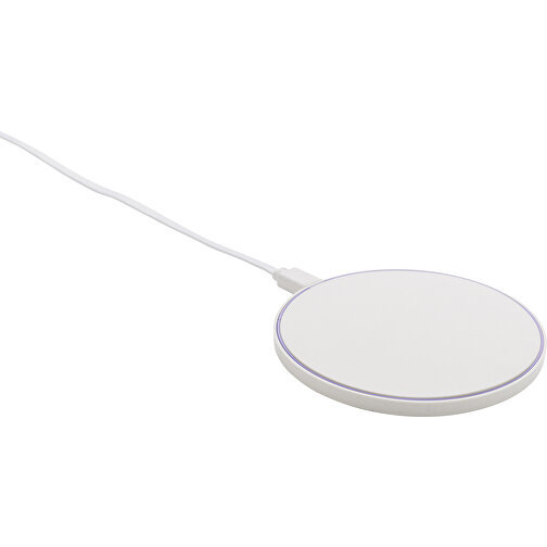10W Wireless Charger Aus RCS Standard Recyceltem Kunststoff, Weiß , weiß, ABS - recycelt, 0,70cm (Höhe), Bild 1