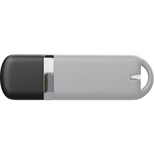 USB-Stick StylishDrive 2.0 , hellgrau /schwarz MB , 65 GB , Gummiplastik, Kunststoff MB , 6,20cm x 0,75cm x 2,00cm (Länge x Höhe x Breite), Bild 2