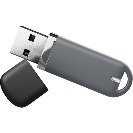 USB-Stick StylishDrive 2.0 , dunkelgrau /schwarz MB , 65 GB , Gummiplastik, Kunststoff MB , 6,20cm x 0,75cm x 2,00cm (Länge x Höhe x Breite), Bild 1