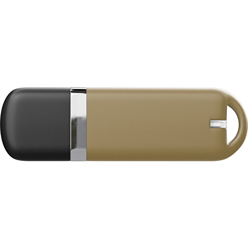 USB-Stick StylishDrive 2.0 , gold /schwarz MB , 65 GB , Gummiplastik, Kunststoff MB , 6,20cm x 0,75cm x 2,00cm (Länge x Höhe x Breite), Bild 2