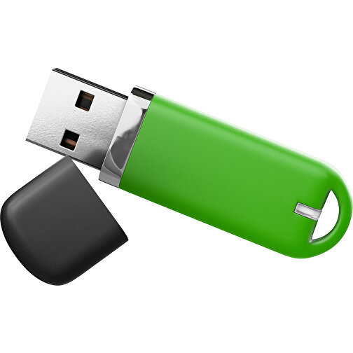 USB-Stick StylishDrive 2.0 , grasgrün /schwarz MB , 65 GB , Gummiplastik, Kunststoff MB , 6,20cm x 0,75cm x 2,00cm (Länge x Höhe x Breite), Bild 1