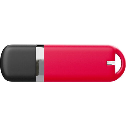 USB-Stick StylishDrive 2.0 , ampelrot /schwarz MB , 65 GB , Gummiplastik, Kunststoff MB , 6,20cm x 0,75cm x 2,00cm (Länge x Höhe x Breite), Bild 2