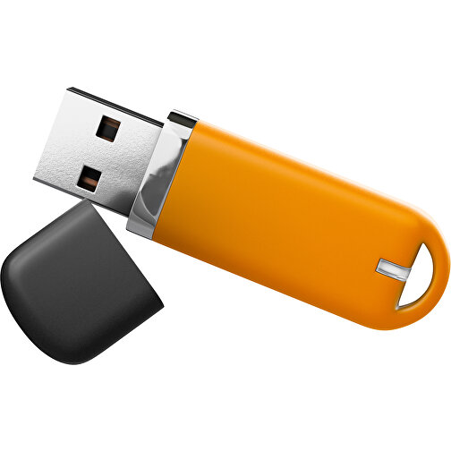 USB-Stick StylishDrive 2.0 , gelborange /schwarz MB , 65 GB , Gummiplastik, Kunststoff MB , 6,20cm x 0,75cm x 2,00cm (Länge x Höhe x Breite), Bild 1