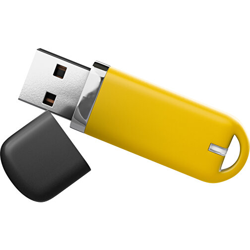 USB-Stick StylishDrive 2.0 , sonnengelb /schwarz MB , 65 GB , Gummiplastik, Kunststoff MB , 6,20cm x 0,75cm x 2,00cm (Länge x Höhe x Breite), Bild 1