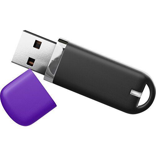 USB-Stick StylishDrive 2.0 , schwarz / violet MB , 65 GB , Gummiplastik, Kunststoff MB , 6,20cm x 0,75cm x 2,00cm (Länge x Höhe x Breite), Bild 1