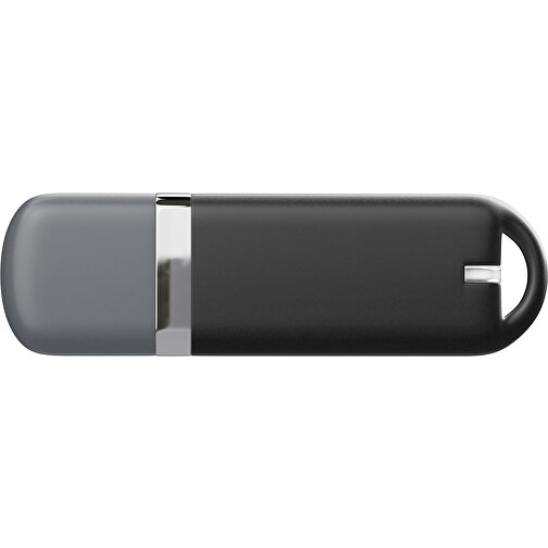 USB-Stick StylishDrive 2.0 , schwarz / dunkelgrau MB , 65 GB , Gummiplastik, Kunststoff MB , 6,20cm x 0,75cm x 2,00cm (Länge x Höhe x Breite), Bild 2