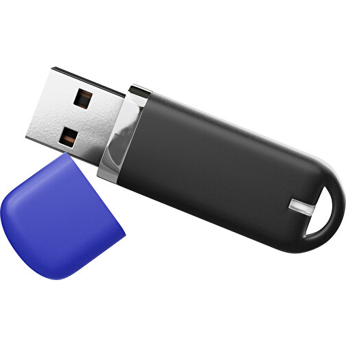 USB-Stick StylishDrive 2.0 , schwarz / blau MB , 65 GB , Gummiplastik, Kunststoff MB , 6,20cm x 0,75cm x 2,00cm (Länge x Höhe x Breite), Bild 1