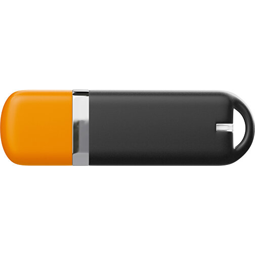 USB-Stick StylishDrive 2.0 , schwarz / gelborange MB , 65 GB , Gummiplastik, Kunststoff MB , 6,20cm x 0,75cm x 2,00cm (Länge x Höhe x Breite), Bild 2