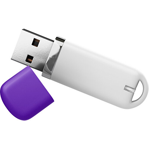 USB-Stick StylishDrive 2.0 , weiß / violet MB , 65 GB , Gummiplastik, Kunststoff MB , 6,20cm x 0,75cm x 2,00cm (Länge x Höhe x Breite), Bild 1