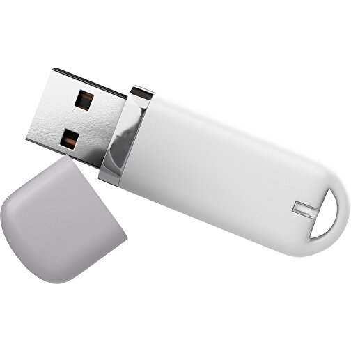 USB-Stick StylishDrive 2.0 , weiß / hellgrau MB , 65 GB , Gummiplastik, Kunststoff MB , 6,20cm x 0,75cm x 2,00cm (Länge x Höhe x Breite), Bild 1