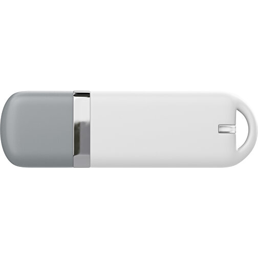 USB-Stick StylishDrive 2.0 , weiß / silber MB , 65 GB , Gummiplastik, Kunststoff MB , 6,20cm x 0,75cm x 2,00cm (Länge x Höhe x Breite), Bild 2