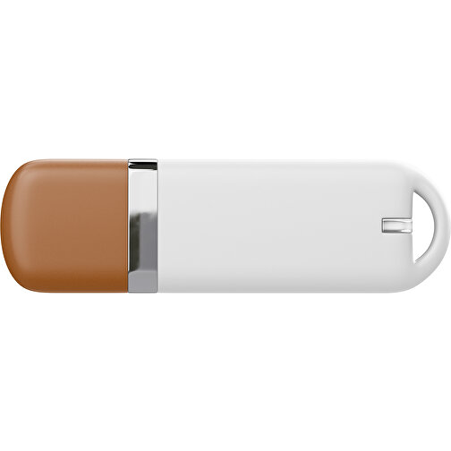USB-Stick StylishDrive 2.0 , weiß / braun MB , 65 GB , Gummiplastik, Kunststoff MB , 6,20cm x 0,75cm x 2,00cm (Länge x Höhe x Breite), Bild 2