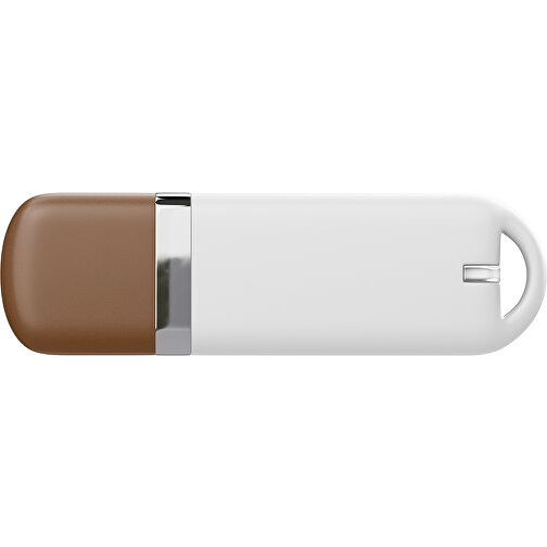 USB-Stick StylishDrive 2.0 , weiß / dunkelbraun MB , 65 GB , Gummiplastik, Kunststoff MB , 6,20cm x 0,75cm x 2,00cm (Länge x Höhe x Breite), Bild 2