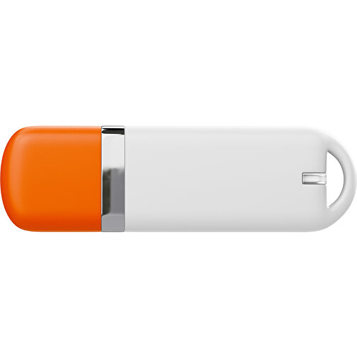 USB-Stick StylishDrive 2.0 , weiß / orange MB , 65 GB , Gummiplastik, Kunststoff MB , 6,20cm x 0,75cm x 2,00cm (Länge x Höhe x Breite), Bild 2