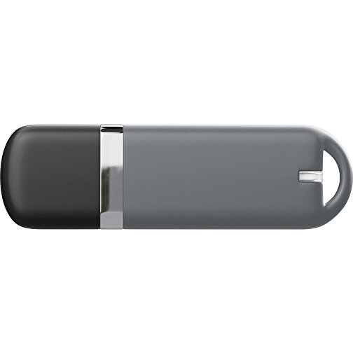 USB-Stick StylishDrive 2.0 , dunkelgrau /schwarz MB , 32 GB , Gummiplastik, Kunststoff MB , 6,20cm x 0,75cm x 2,00cm (Länge x Höhe x Breite), Bild 2