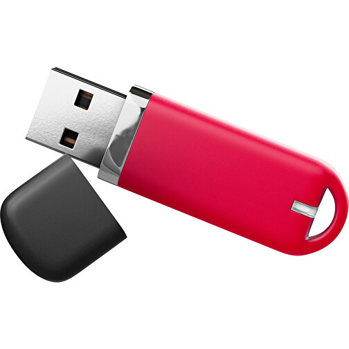 USB-Stick StylishDrive 2.0 , ampelrot /schwarz MB , 32 GB , Gummiplastik, Kunststoff MB , 6,20cm x 0,75cm x 2,00cm (Länge x Höhe x Breite), Bild 1