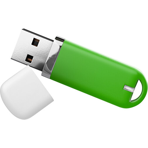 USB-Stick StylishDrive 2.0 , grasgrün / weiß MB , 32 GB , Gummiplastik, Kunststoff MB , 6,20cm x 0,75cm x 2,00cm (Länge x Höhe x Breite), Bild 1