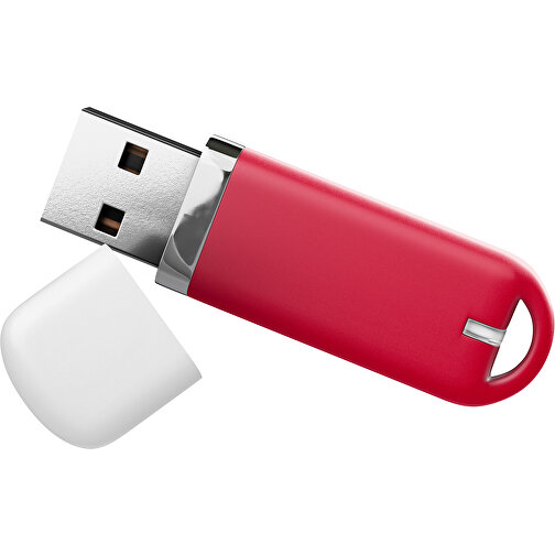 USB-Stick StylishDrive 2.0 , dunkelrot / weiß MB , 32 GB , Gummiplastik, Kunststoff MB , 6,20cm x 0,75cm x 2,00cm (Länge x Höhe x Breite), Bild 1