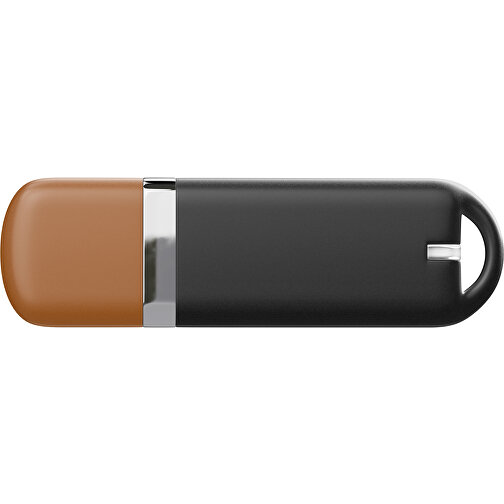 USB-Stick StylishDrive 2.0 , schwarz / braun MB , 32 GB , Gummiplastik, Kunststoff MB , 6,20cm x 0,75cm x 2,00cm (Länge x Höhe x Breite), Bild 2
