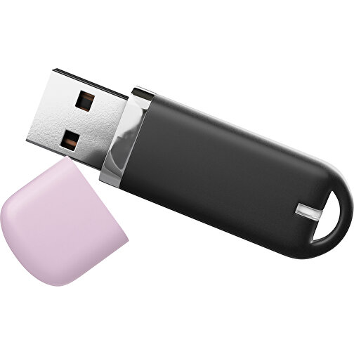 USB-Stick StylishDrive 2.0 , schwarz / zartrosa MB , 32 GB , Gummiplastik, Kunststoff MB , 6,20cm x 0,75cm x 2,00cm (Länge x Höhe x Breite), Bild 1