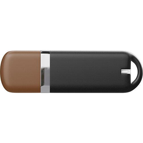 USB-Stick StylishDrive 2.0 , schwarz / dunkelbraun MB , 32 GB , Gummiplastik, Kunststoff MB , 6,20cm x 0,75cm x 2,00cm (Länge x Höhe x Breite), Bild 2